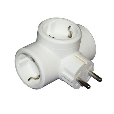 Трійник токер білий із заземленням (160шт.)