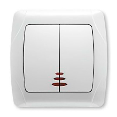 Вимикач подвійний з підсвіткою Viko Carmen Білий