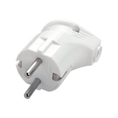 Вилка кутова біла із/заземл.(Vi-ko)