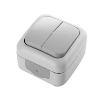 Вимикач подвійний зовнішній Viko Palmiye Сірий