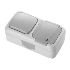 Вимикач 1 + Розетка із заземл. сірий VI-KO