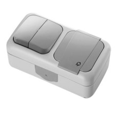 Вимикач 2 + Розетка із заземл. сірий VI-KO