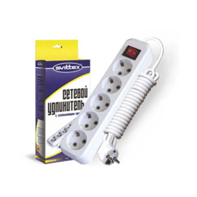 Подовжувач п'ятимістний 3м з заземл. та кнопкою 40шт