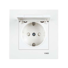 розетка одинарна із заземленням та кришкою Viko Karre Біла