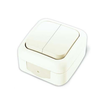 Вимикач подвійний зовнішній Viko Palmiye Білий