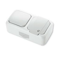 Вимикач 1 + Розетка із заземл. білий VI-KO