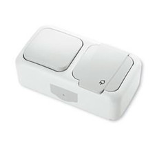 Вимикач 1 + Розетка із заземл. білий VI-KO