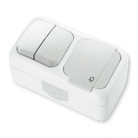 Вимикач 2 + Розетка із заземл. білий VI-KO