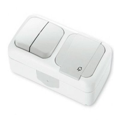 Вимикач 2 + Розетка із заземл. білий VI-KO