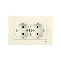 розетка подвійна із заземленням Viko Karre Крем