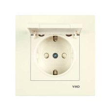 розетка одинарна із заземленням та кришкою Viko Karre Крем