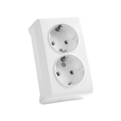 розетка подвійна із заземленням зовнішня Viko Vera Біла