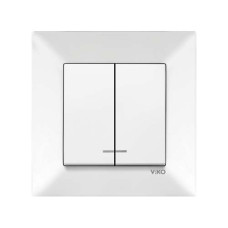 Вимикач подвійний з підсвіткою Viko Meridian Білий