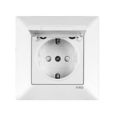 Розетка одинарна з кришкою та заз. Viko Meridian Біла