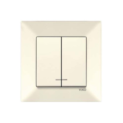 Вимикач подвійний з підсвіткою Viko Meridian Крем