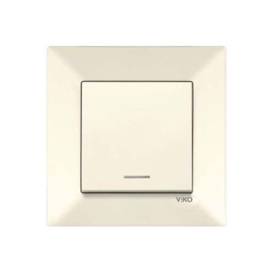 Вимикач одинарний з підсвіткою Viko Meridian Крем