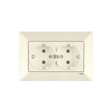 Розетка подвійна з заз. Viko Meridian Крем