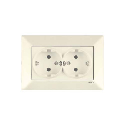 Розетка подвійна з заз. Viko Meridian Крем