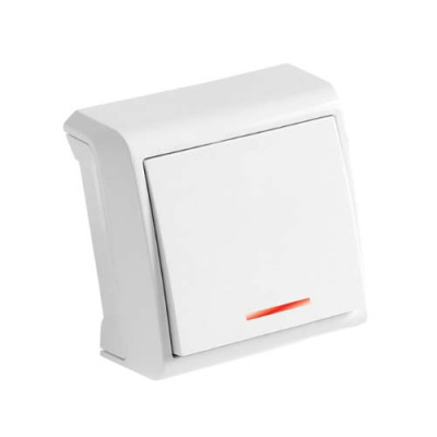 Вимикач одинарний зовнішній з підсвіткою Viko Vera Білий