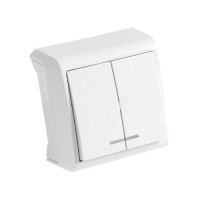 Вимикач подвійний зовнішній з підсвіткою Viko Vera Білий