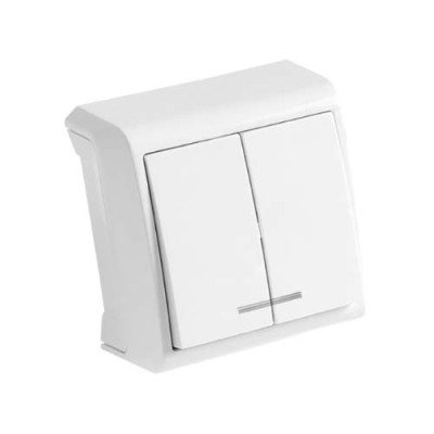 Вимикач подвійний зовнішній з підсвіткою Viko Vera Білий