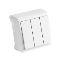 Вимикач потрійний зовнішній Viko Vera Білий