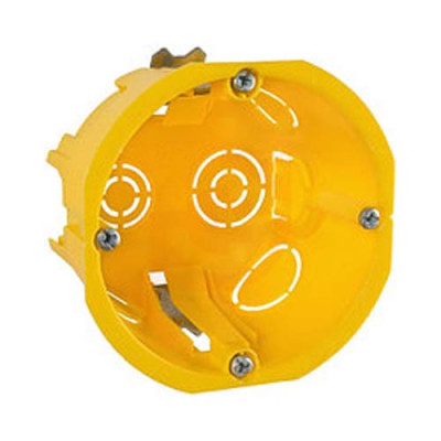 Коробка монтажна d-68мм набірна ГК мет. кріплення Жовта Кова-Електро