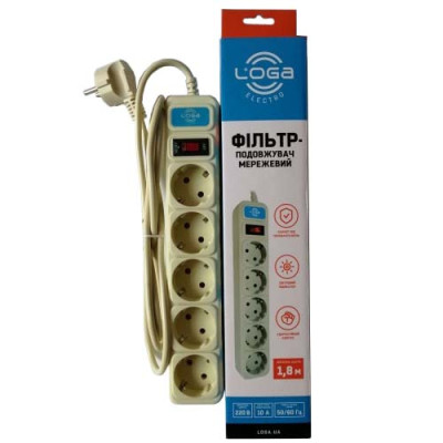 Мережевий фільтр-подовжувач "LOGA"  1,5м 40шт