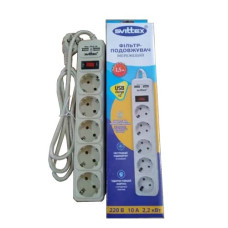 Мережевий фільтр-подовжувач "Svittex" 10м. 2*USB 5V 2.1A