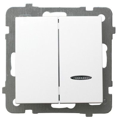 Вимикач подвійний з підсвіткою без рамки Ospel AS Білий