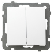 Вимикач подвійний прохідний без рамки AS Ospel Білий