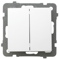 Вимикач подвійний прохідний без рамки AS Ospel Білий