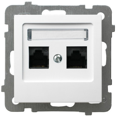 розетка комп'ютерна подвійна без рамки Ospel AS біла