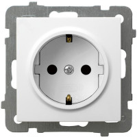 розетка одинарна із заземленням без рамки Ospel AS біла
