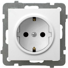 розетка одинарна із заземленням без рамки Ospel AS біла