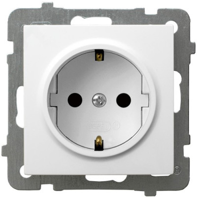 розетка одинарна із заземленням без рамки Ospel AS біла
