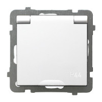 розетка одинарна із заземленням та кришкою без рамки Ospel AS біла