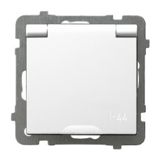 розетка одинарна із заземленням та кришкою без рамки Ospel AS біла