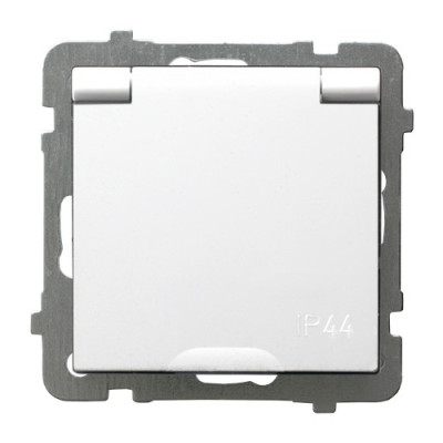 розетка одинарна із заземленням та кришкою без рамки Ospel AS біла