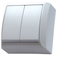 Вимикач подвійний зовнішній Ospel BIS білий