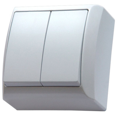 Вимикач подвійний зовнішній Ospel BIS білий