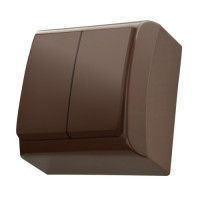 Вимикач подвійний зовнішній Ospel BIS коричневий