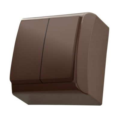 Вимикач подвійний зовнішній Ospel BIS коричневий