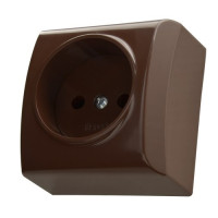 Розетка одинарна зовнішня Ospel BIS коричнева