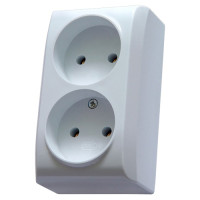 Розетка подвійна зовнішня Ospel BIS біла