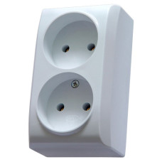 Розетка подвійна зовнішня Ospel BIS біла