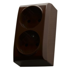 Розетка подвійна зовнішня Ospel BIS коричнева