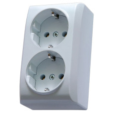 Розетка подвійна із заземленням зовнішня Ospel BIS біла