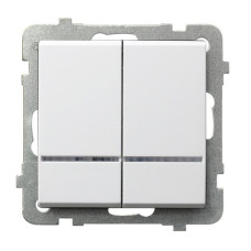 Вимикач 2-й з підсвіткою без рамки Ospel Sonata Білий