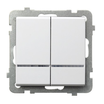 Вимикач 2-й з підсвіткою без рамки Ospel Sonata Білий